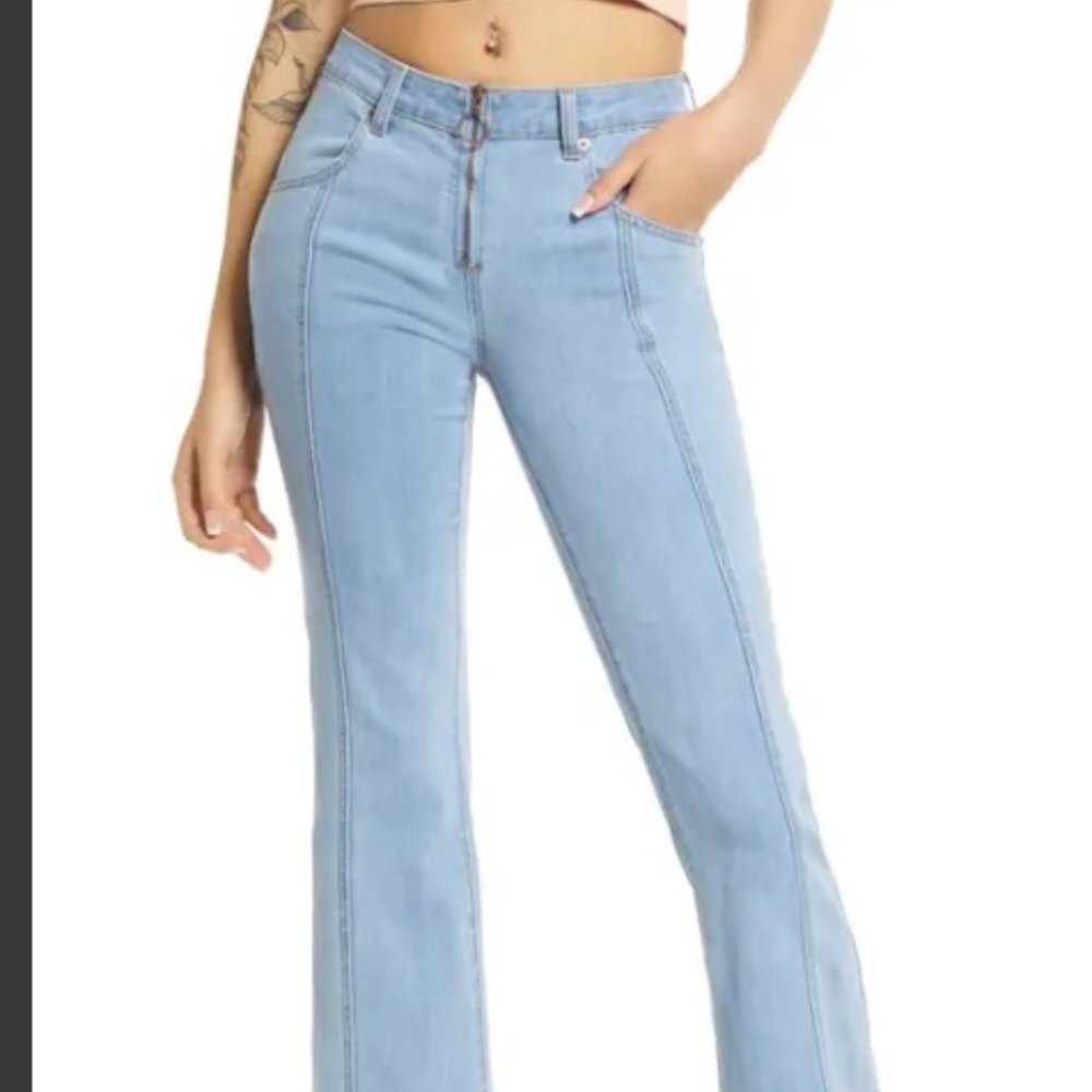 BP Center Seam Flare Jeans in Super Light Wash